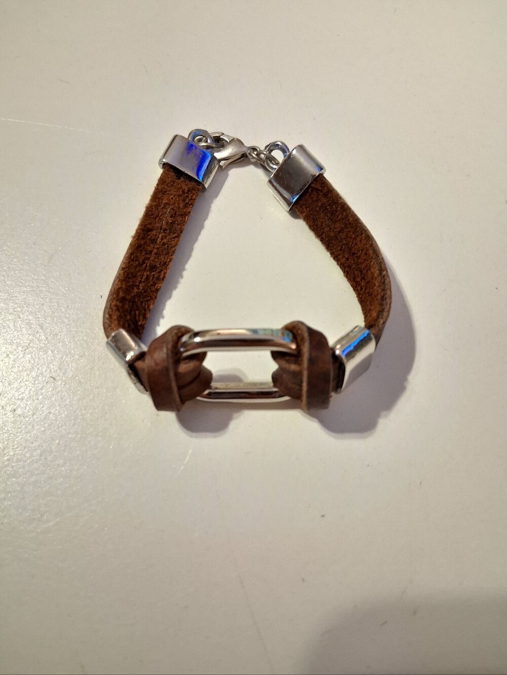 Brown Suede Leather Bracelet with Silver Hardware